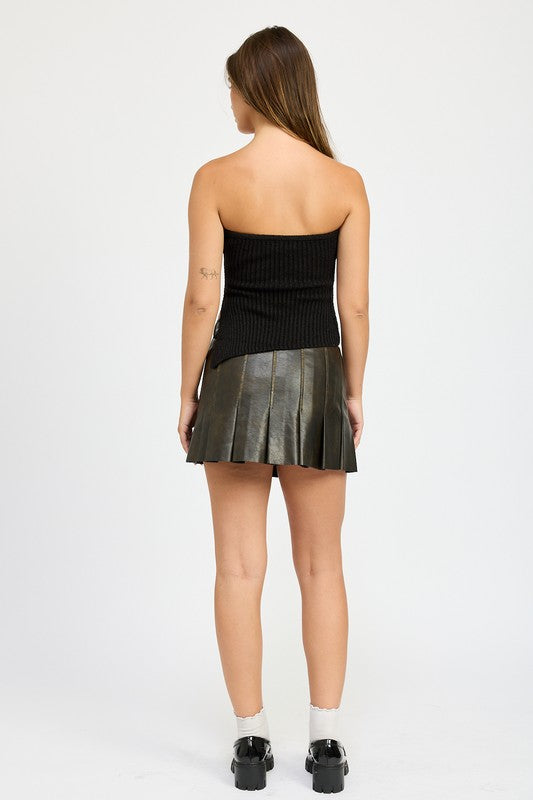 Leather Pleated Mini