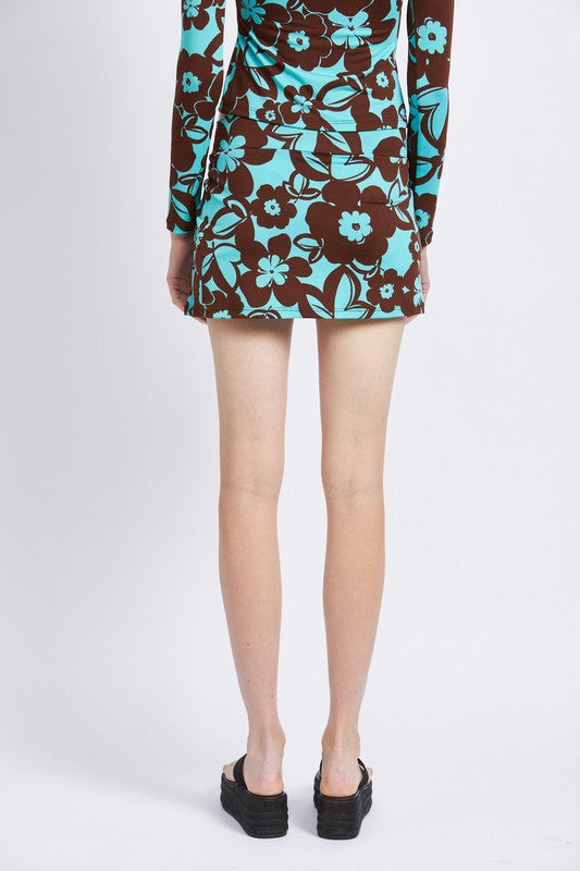 Retro Print Mini Skirt