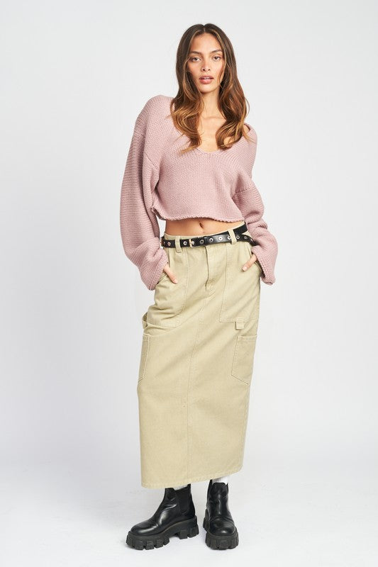 Harlow Cropped V Sweater