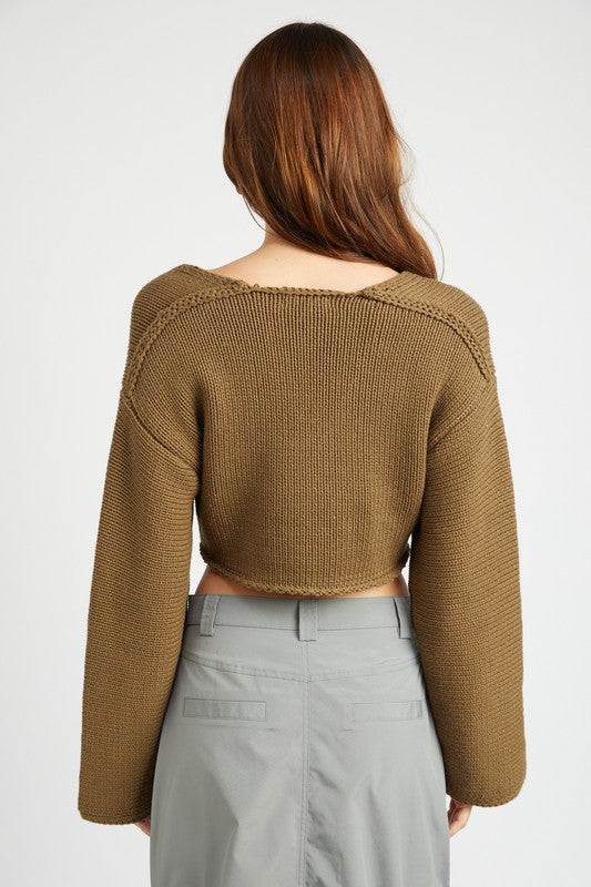 Harlow Cropped V Sweater