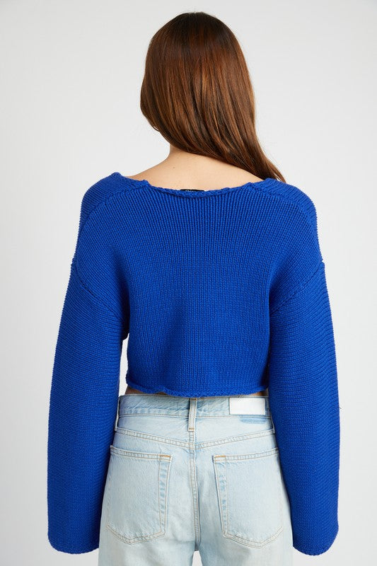 Harlow Cropped V Sweater
