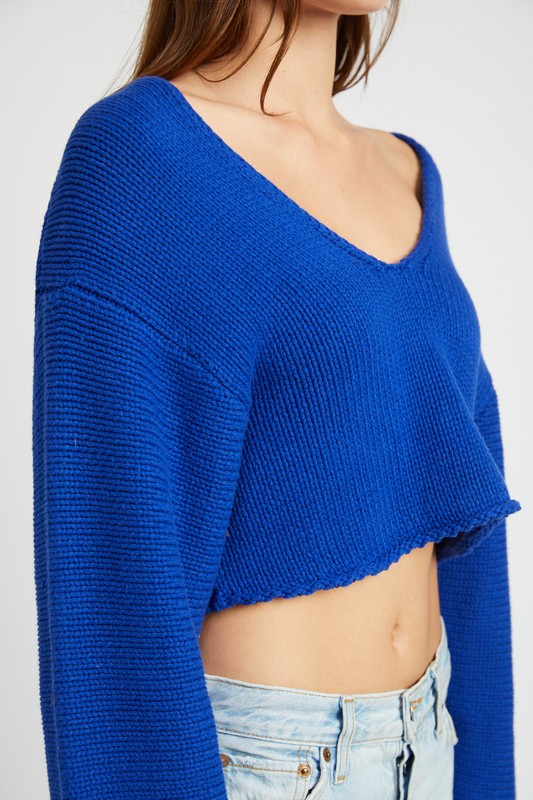 Harlow Cropped V Sweater
