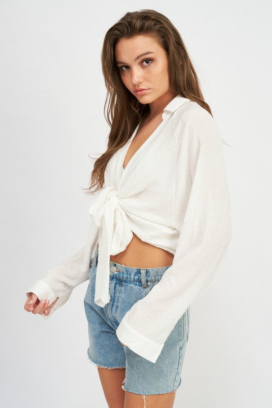 Front Tie Bubblegum Top