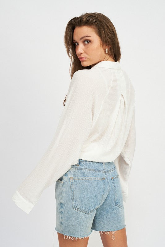 Front Tie Bubblegum Top