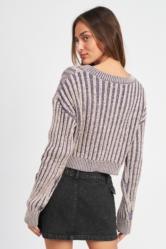 Contrast Cable Knit Sweater