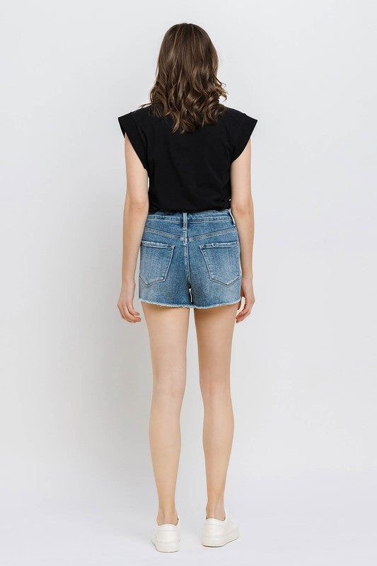 Ultra High Rise Button Up Denim Shorts