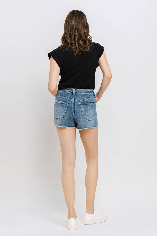 Ultra High Rise Button Up Denim Shorts