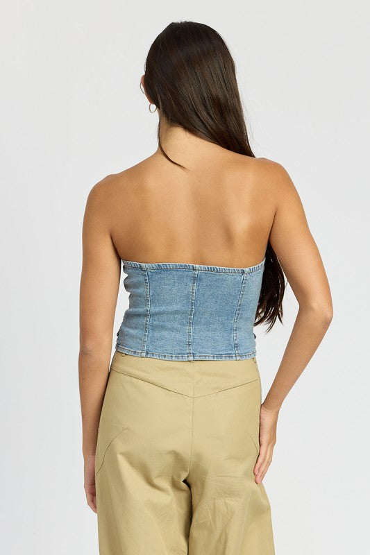Button Me Up Denim Corset