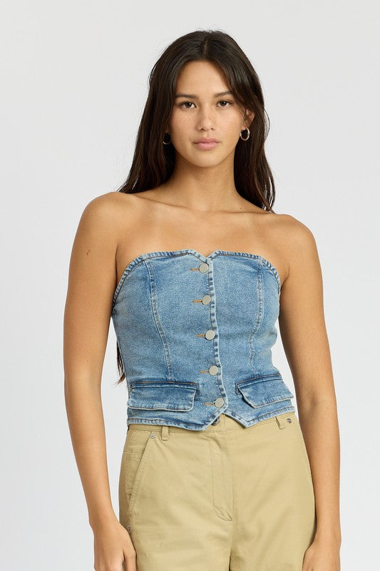 Button Me Up Denim Corset