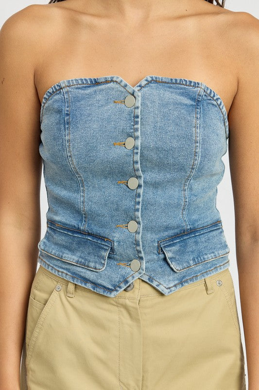 Button Me Up Denim Corset