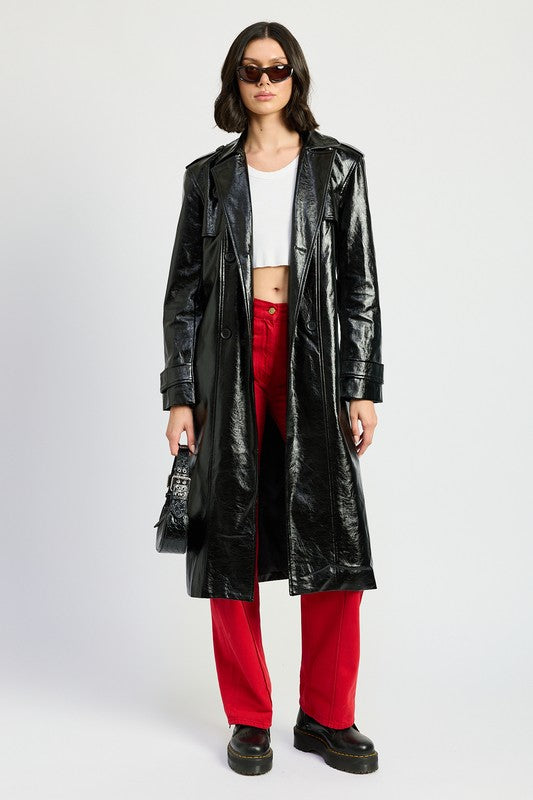 Faux Leather Trench
