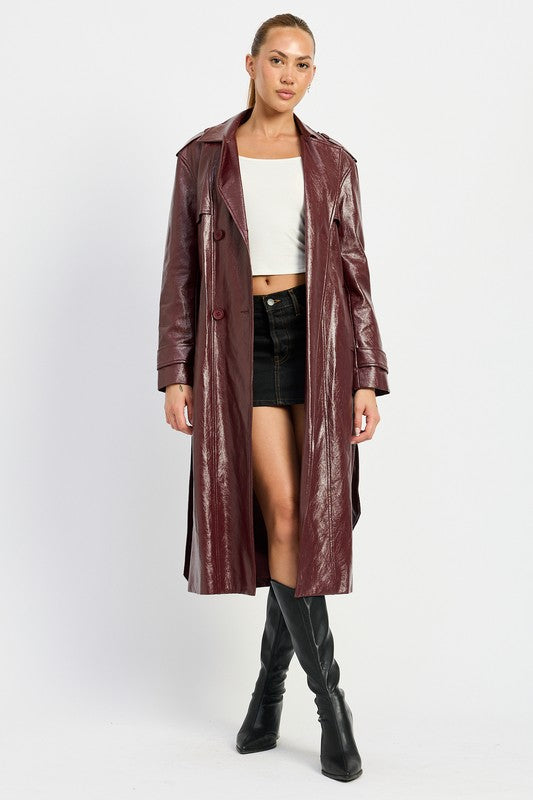 Faux Leather Trench