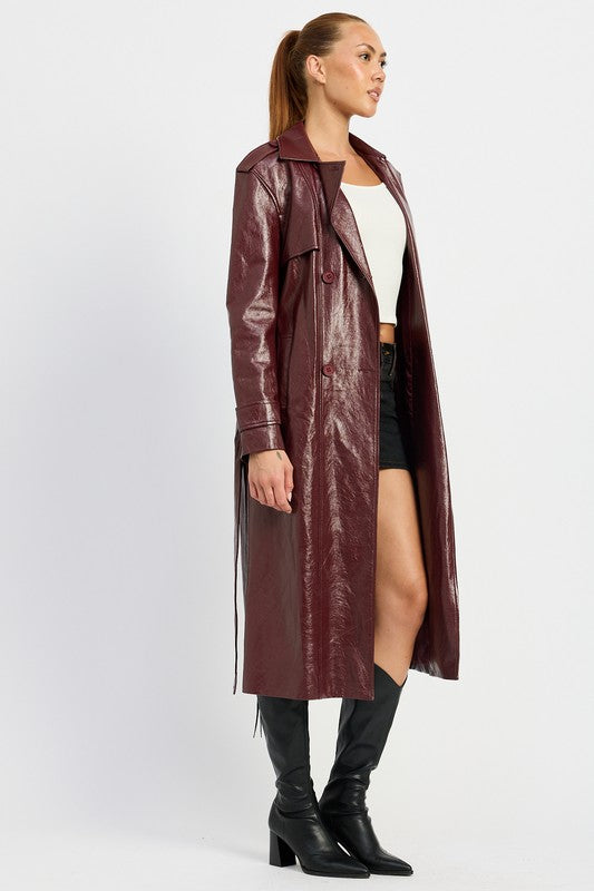 Faux Leather Trench