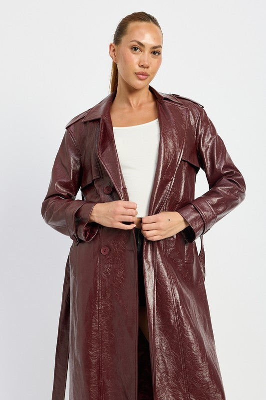 Faux Leather Trench