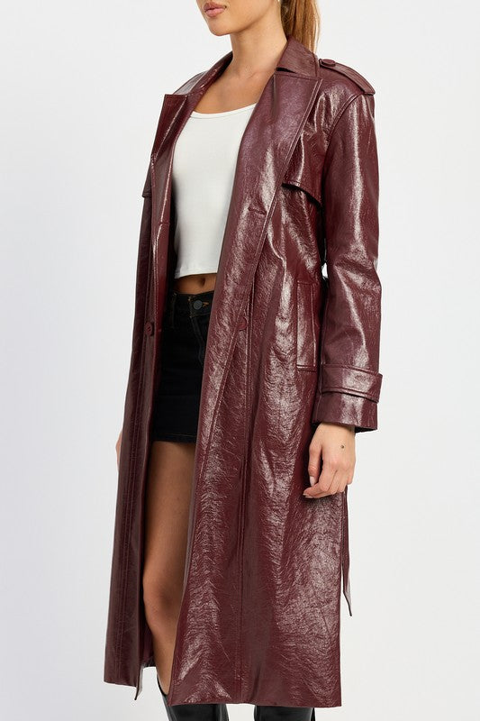 Faux Leather Trench