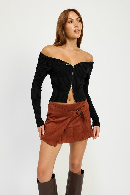 Ruby Suede Buckle Skort