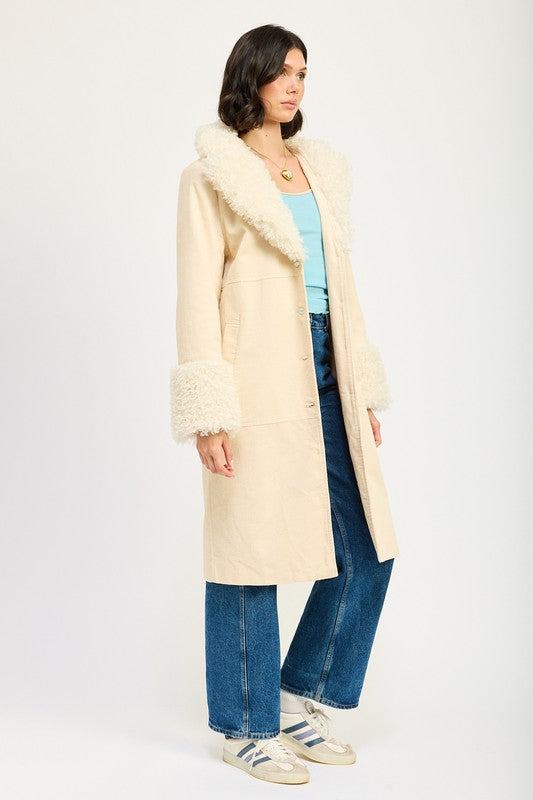 Faux Fur Mid Trench