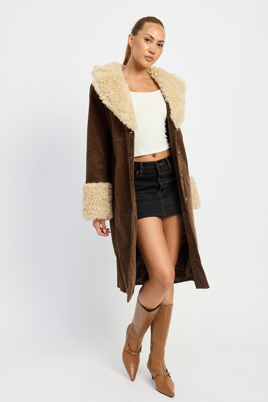 Faux Fur Mid Trench