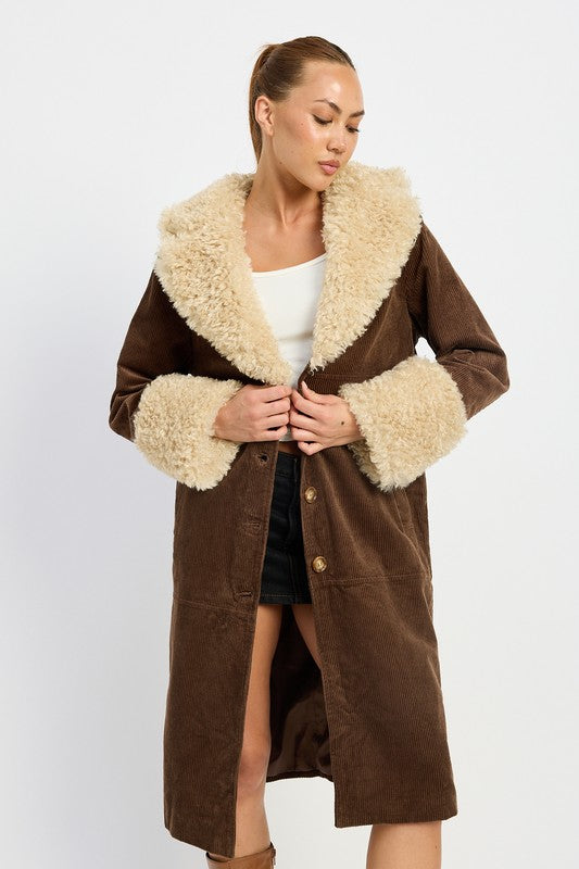 Faux Fur Mid Trench