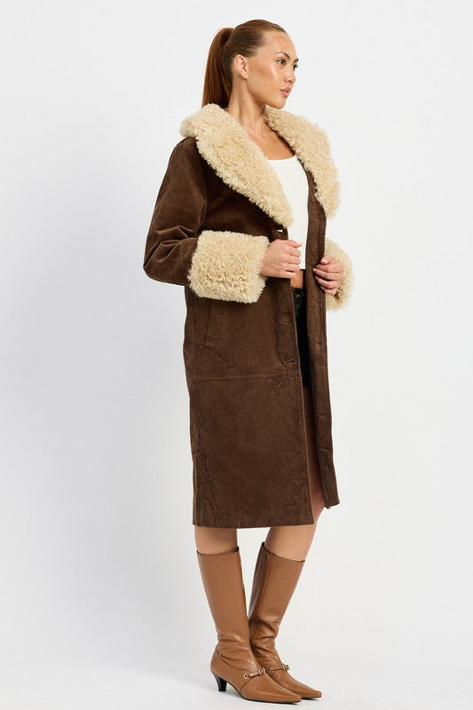 Faux Fur Mid Trench