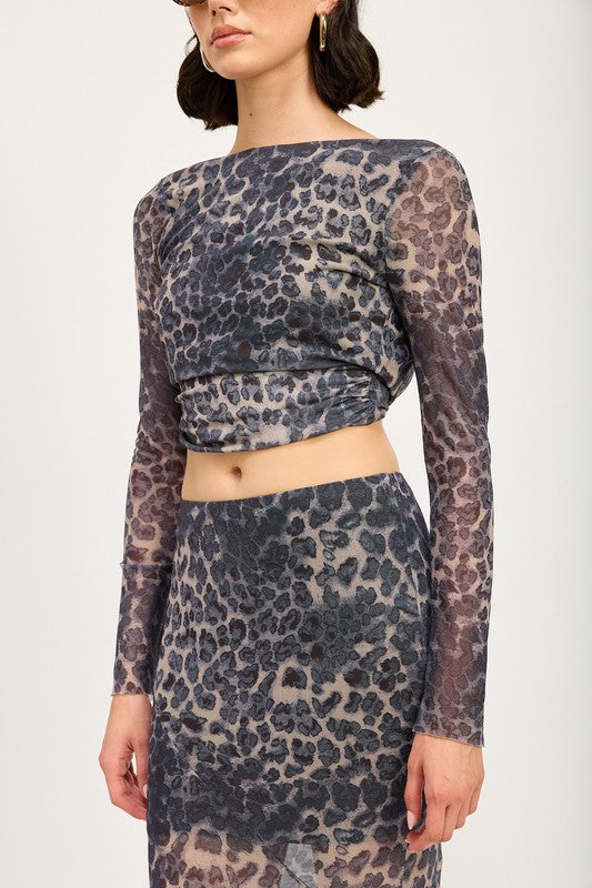 Leopard Sheer Long Sleeve Top