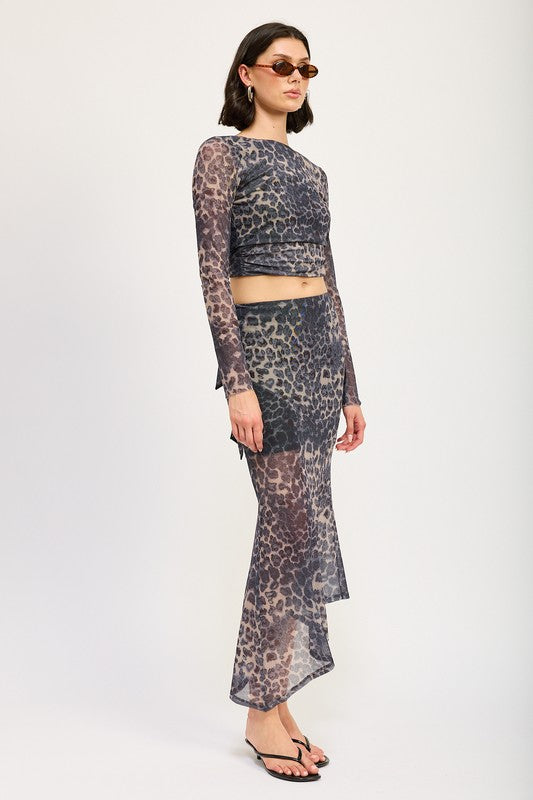 Leopard Sheer Long Sleeve Top