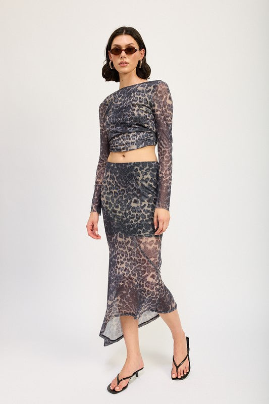 Leopard Sheer Long Sleeve Top