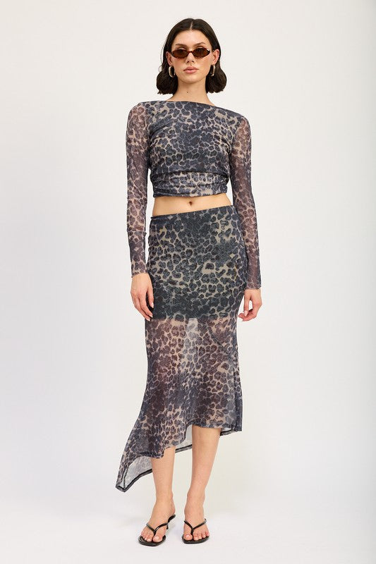 Leopard Sheer Long Sleeve Top