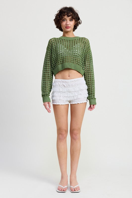 Round Neck Knit Crop Top